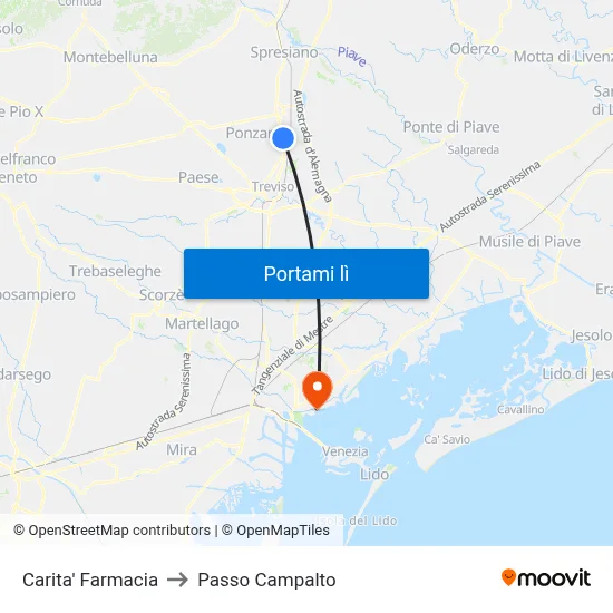 Carita' Farmacia to Passo Campalto map