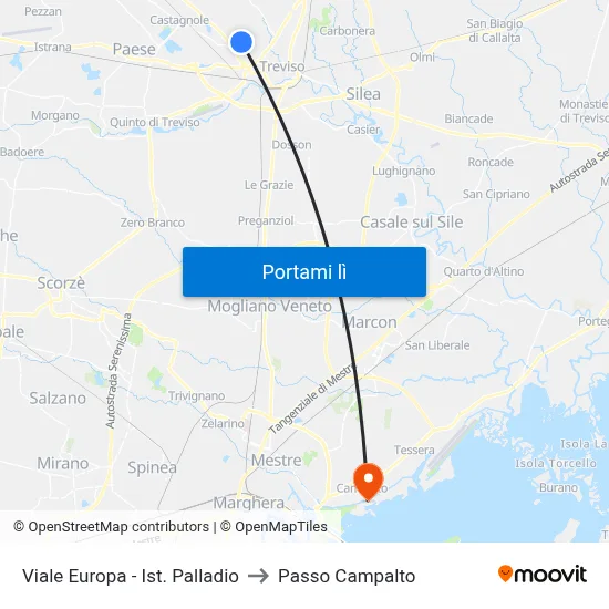 Viale Europa - Ist. Palladio to Passo Campalto map