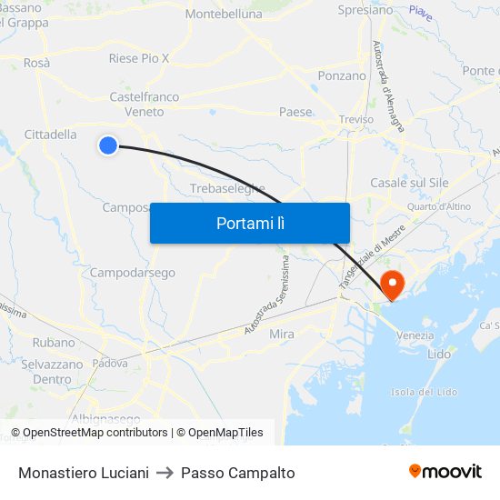 Monastiero Luciani to Passo Campalto map