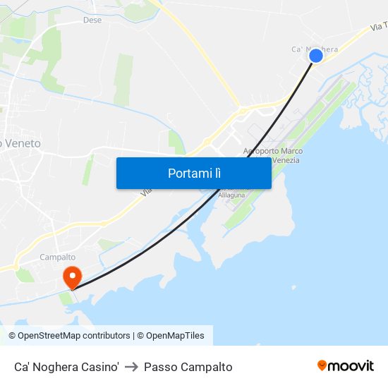 Ca' Noghera Casino' to Passo Campalto map