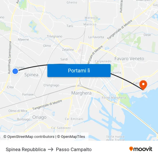 Spinea Repubblica to Passo Campalto map