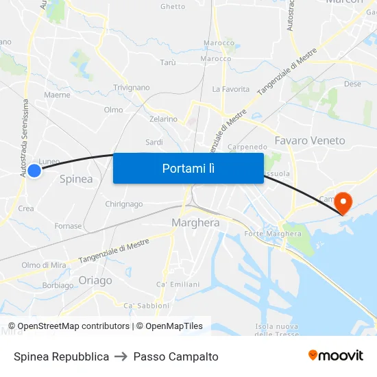 Spinea Repubblica to Passo Campalto map