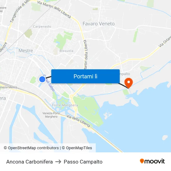 Ancona Carbonifera to Passo Campalto map