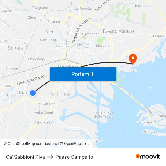 Ca' Sabbioni Piva to Passo Campalto map