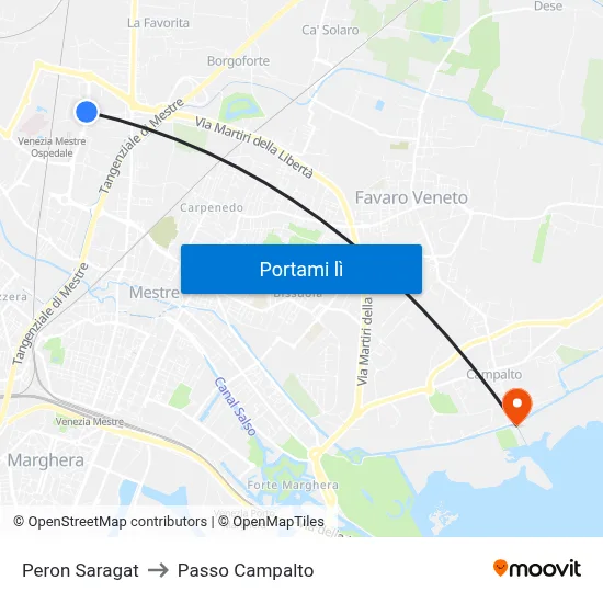 Peron Saragat to Passo Campalto map