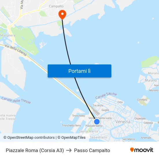 Piazzale Roma (Corsia A3) to Passo Campalto map