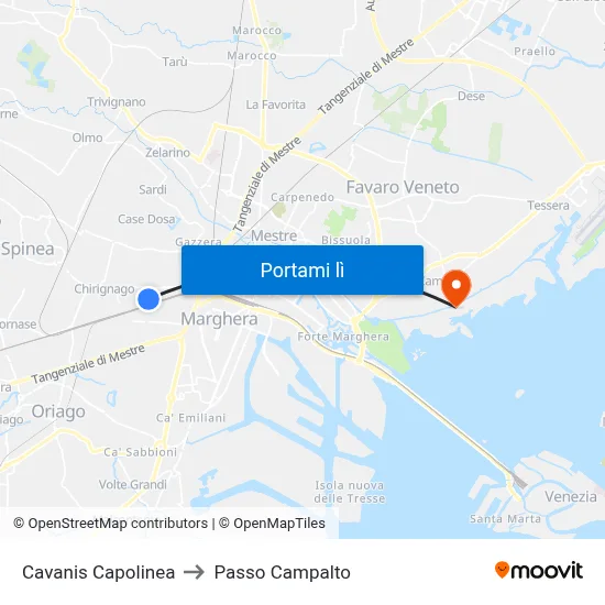 Cavanis Capolinea to Passo Campalto map