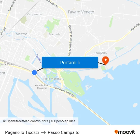 Paganello Ticozzi to Passo Campalto map