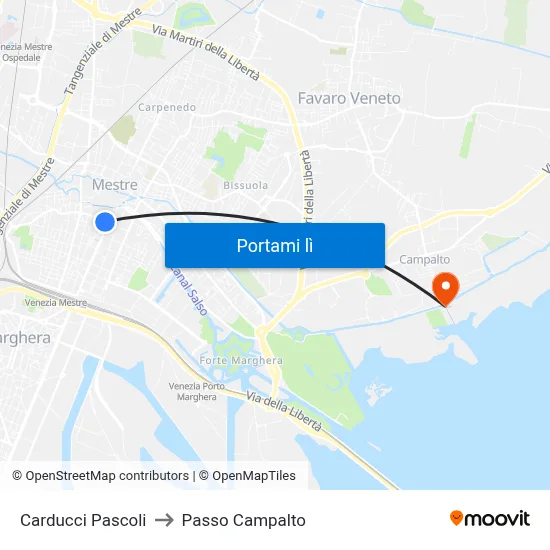 Carducci Pascoli to Passo Campalto map