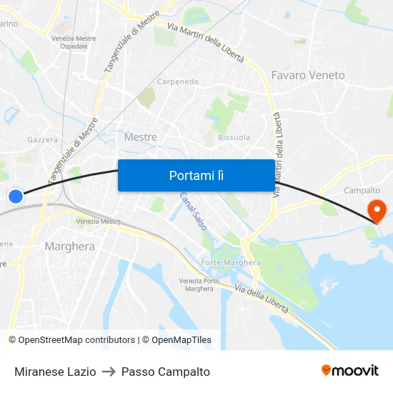 Miranese Lazio to Passo Campalto map