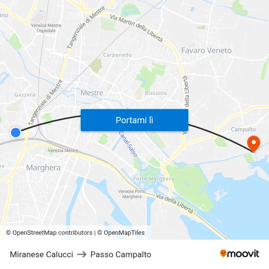 Miranese Calucci to Passo Campalto map