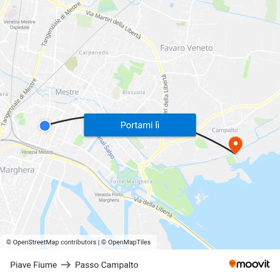 Piave Fiume to Passo Campalto map