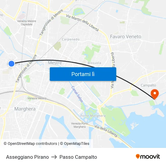 Asseggiano Pirano to Passo Campalto map