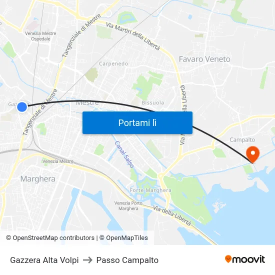 Gazzera Alta Volpi to Passo Campalto map