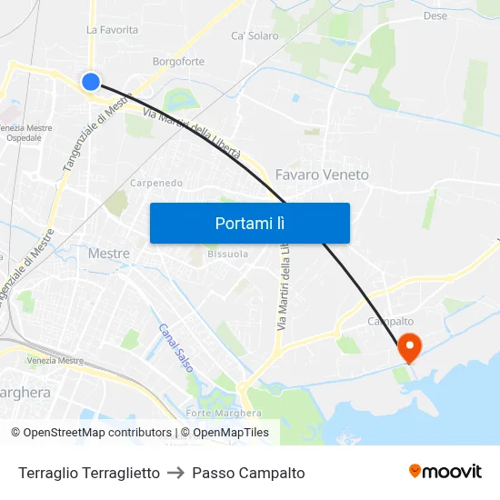 Terraglio Terraglietto to Passo Campalto map