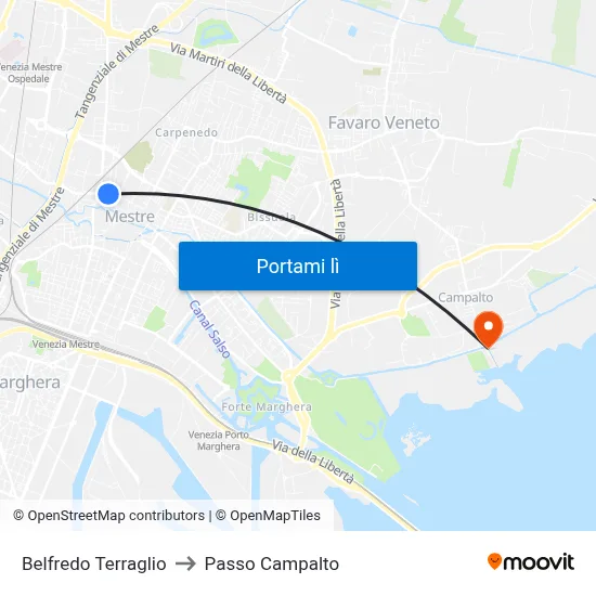 Belfredo Terraglio to Passo Campalto map