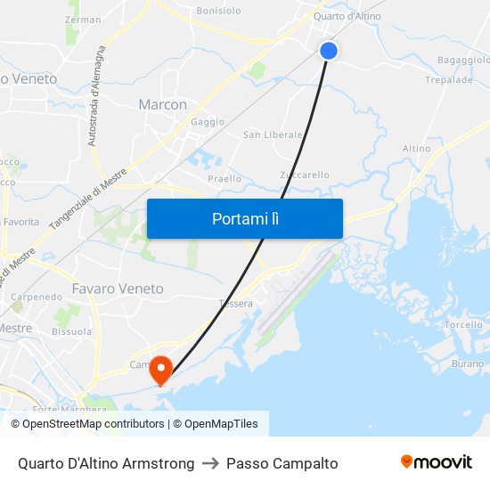 Quarto D'Altino Armstrong to Passo Campalto map