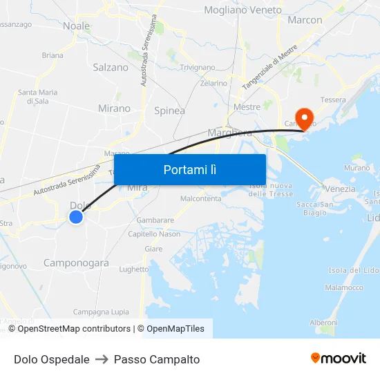 Dolo Ospedale to Passo Campalto map