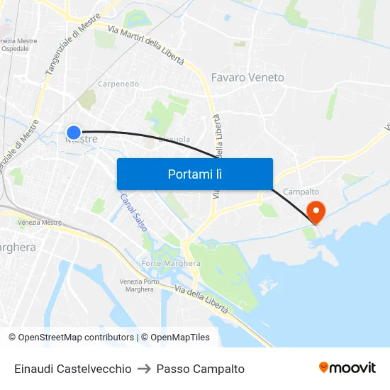 Einaudi Castelvecchio to Passo Campalto map