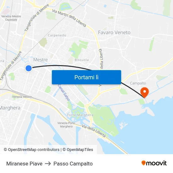 Miranese Piave to Passo Campalto map