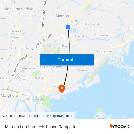 Marcon Lombardi to Passo Campalto map