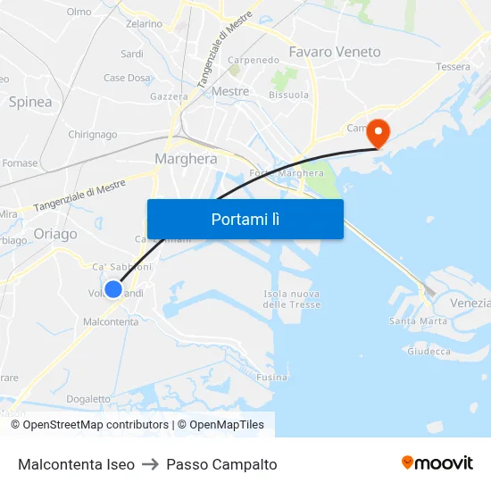 Malcontenta Iseo to Passo Campalto map
