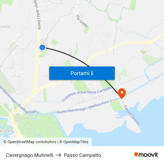 Cavergnago Mutinelli to Passo Campalto map