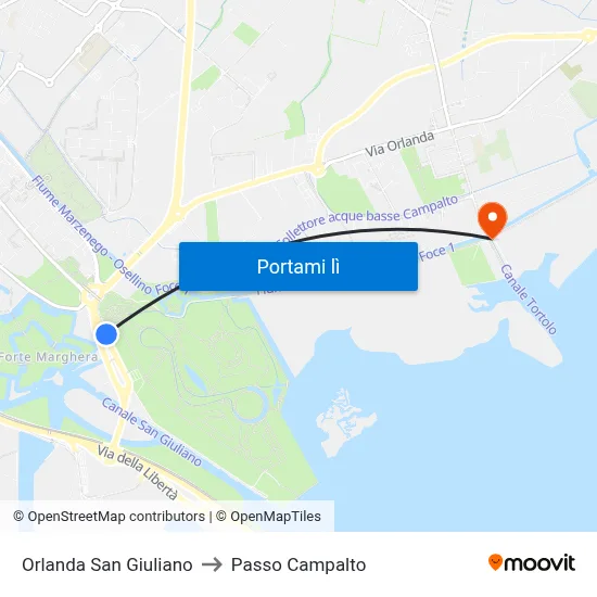 Orlanda San Giuliano to Passo Campalto map