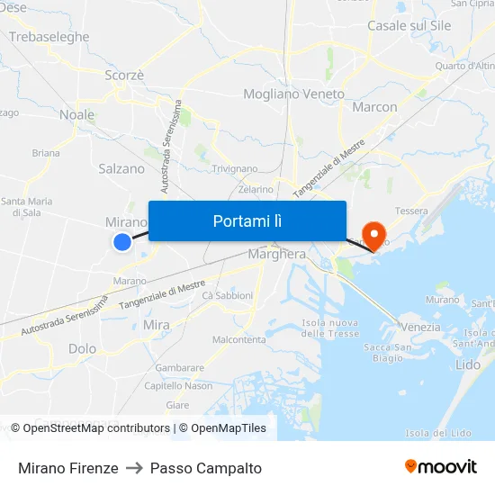 Mirano Firenze to Passo Campalto map