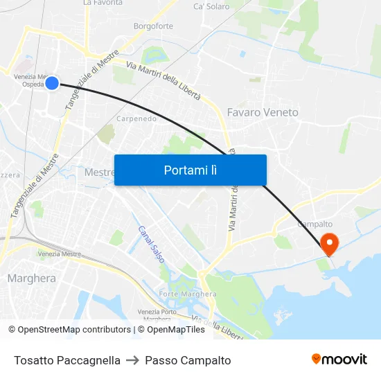 Tosatto Paccagnella to Passo Campalto map