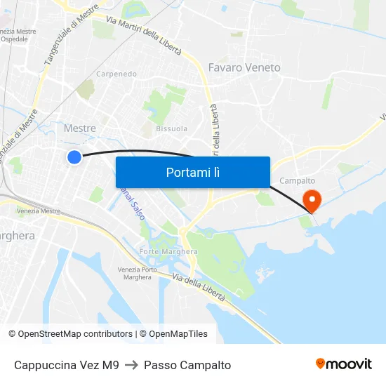 Cappuccina Vez M9 to Passo Campalto map