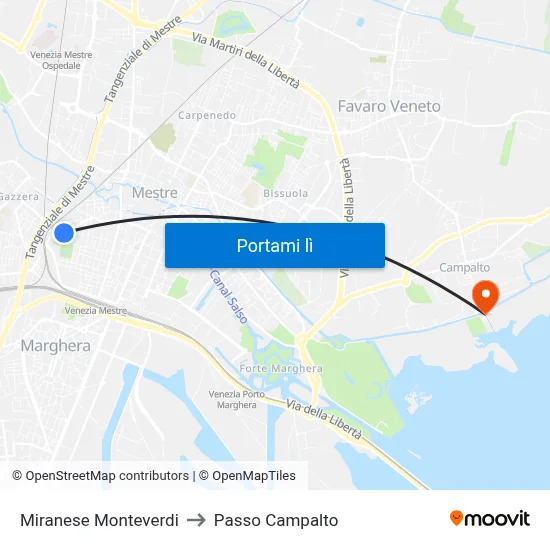 Miranese Monteverdi to Passo Campalto map