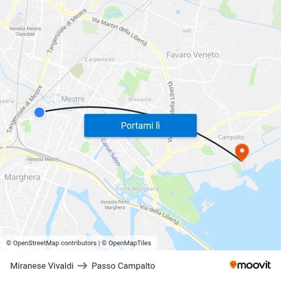 Miranese Vivaldi to Passo Campalto map
