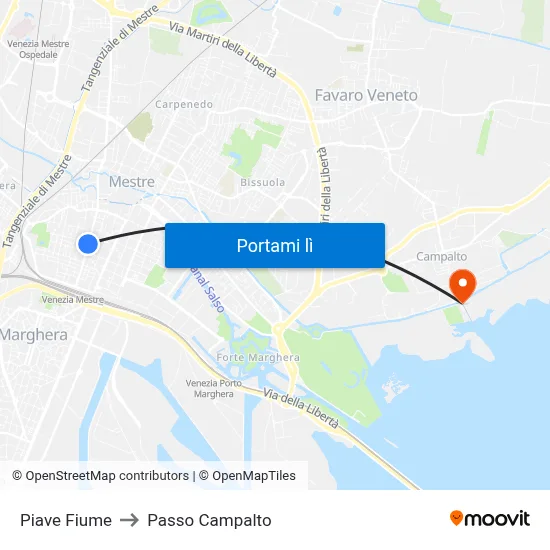 Piave Fiume to Passo Campalto map