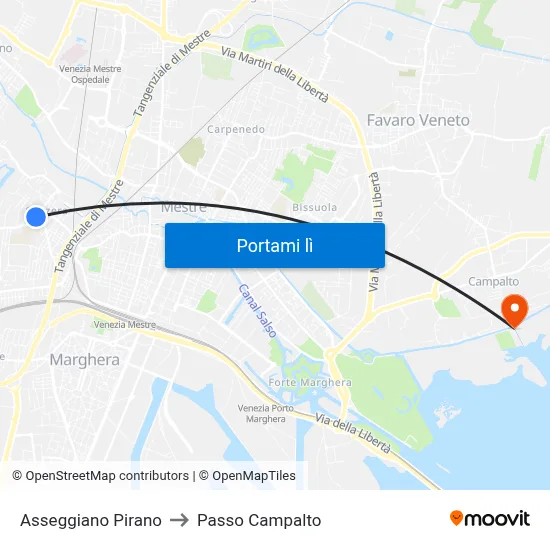 Asseggiano Pirano to Passo Campalto map
