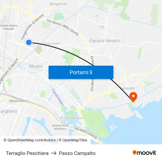 Terraglio Peschiera to Passo Campalto map