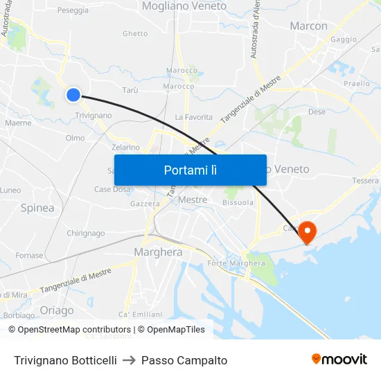 Trivignano Botticelli to Passo Campalto map