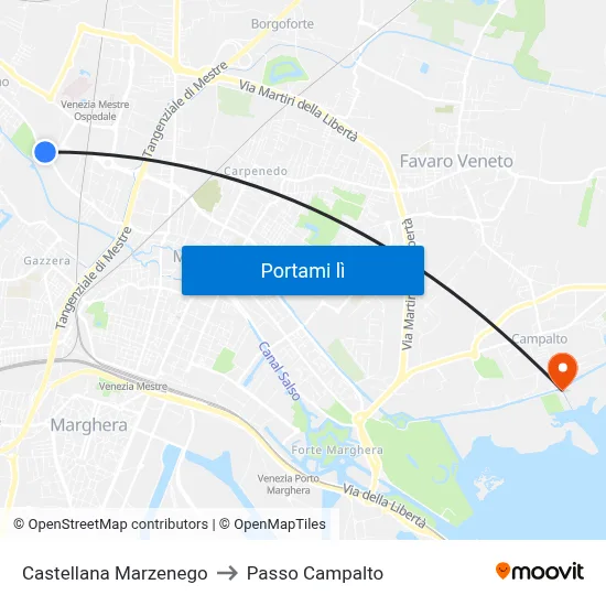 Castellana Marzenego to Passo Campalto map
