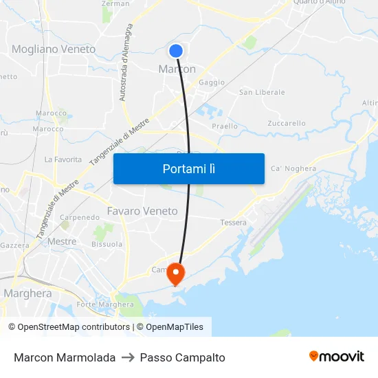 Marcon Marmolada to Passo Campalto map