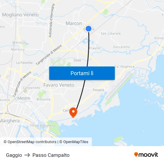 Gaggio to Passo Campalto map