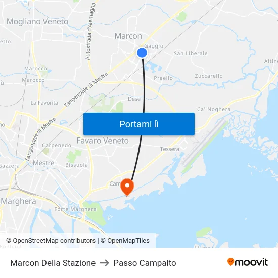 Marcon Della Stazione to Passo Campalto map