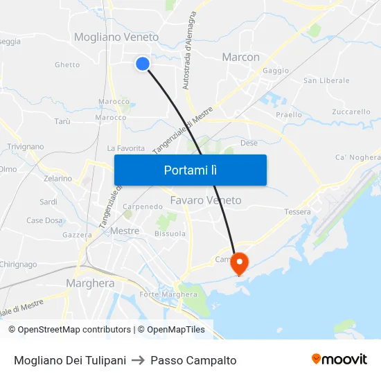 Mogliano Dei Tulipani to Passo Campalto map