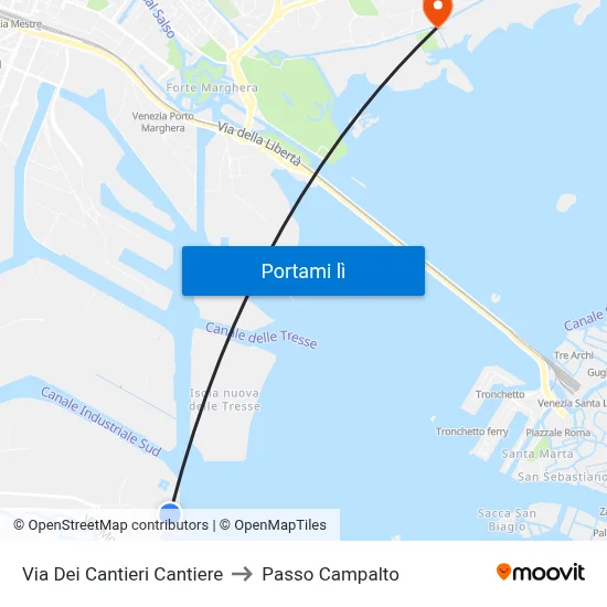 Via Dei Cantieri Cantiere to Passo Campalto map