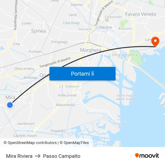 Mira Riviera to Passo Campalto map