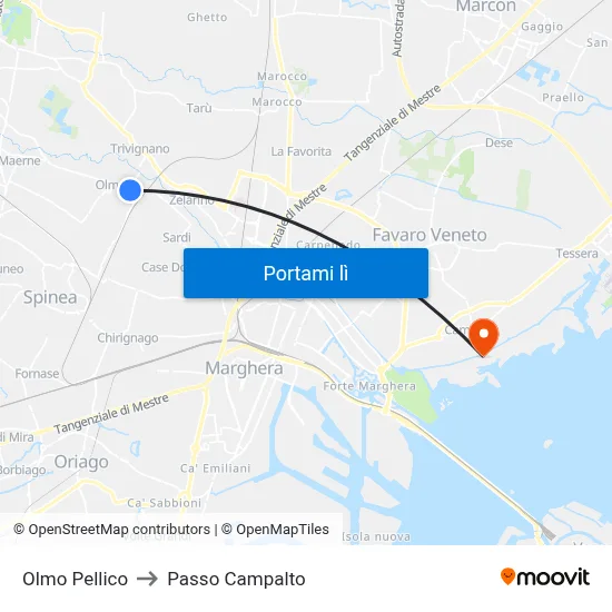 Olmo Pellico to Passo Campalto map