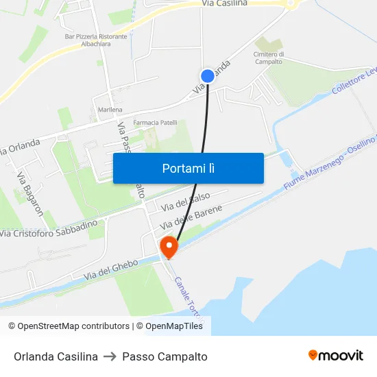 Orlanda Casilina to Passo Campalto map