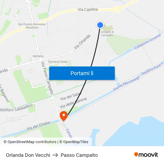 Orlanda Don Vecchi to Passo Campalto map