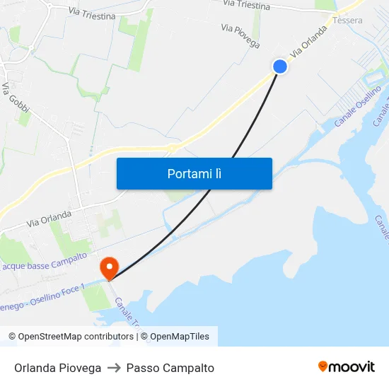 Orlanda Piovega to Passo Campalto map