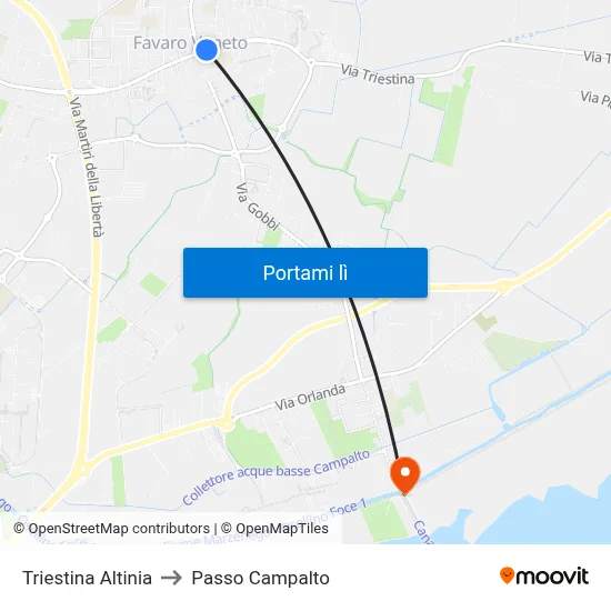 Triestina Altinia to Passo Campalto map