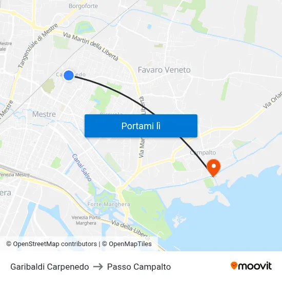 Garibaldi  Carpenedo to Passo Campalto map